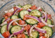 My hubby typically hates salad but he downed this so fast! It was that good